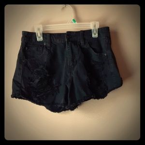 Black high rise booty shorts, ripped